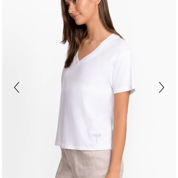 NWT Johnny Was Organic Cotton Drop Shoulder Tee, Large, White - Picture 7 of 8